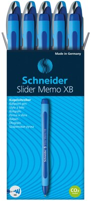 Schneider Slider Memo Ballpoint Pen, Extra Broad Point, Blue Ink, 10/Box (150203)
