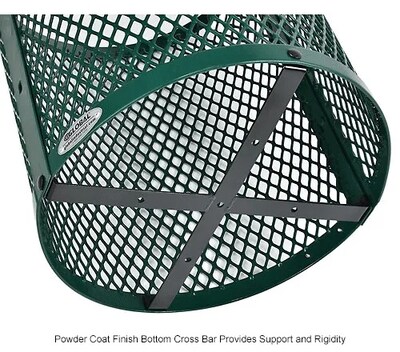 Global Industrial Outdoor Diamond Steel Trash Can w/ Flat Lid, 36 Gallon, Green (261924GN)