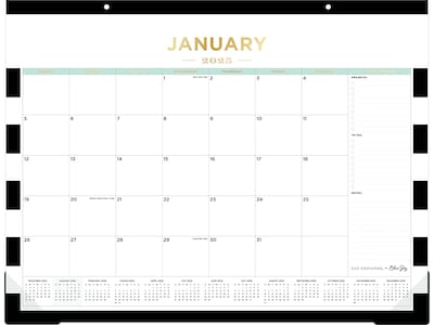 2025 Blue Sky Rugby Stripe 22 x 17 Monthly Desk Pad Calendar, Black/White (143895-25)
