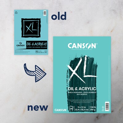 Canson XL Series 9" x 12" Oil & Acrylic Pad,  24 Sheets/Pad, 2 Pads/Bundle (MCXC400026824-2)