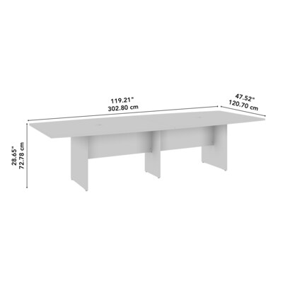 Bush Business Furniture 120W x 48D Boat Shaped Conference Table with Wood Base, Modern Hickory (99TB12048MHK)