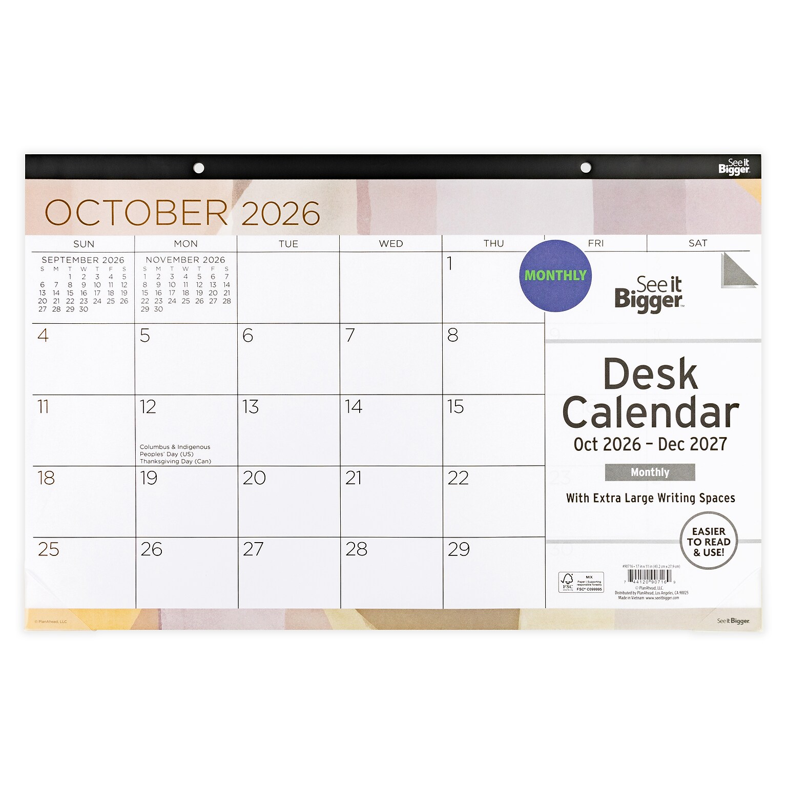 2026-2027 Overland Travelware 17 x 11 Monthly Desk Pad Calendar (90716)