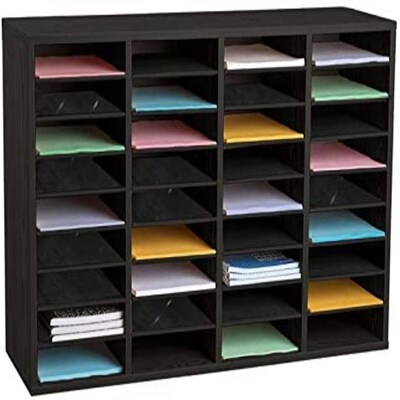 AdirOffice 500 Series 36 Compartment Literature Organizers, 39.3 x 11.8, Black, 2-Pack (500-36-BLK