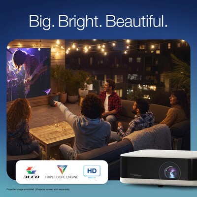 Epson Lifestudio Pop Wireless Full HD Portable Lifestyle Projector, White (V11HB72020)