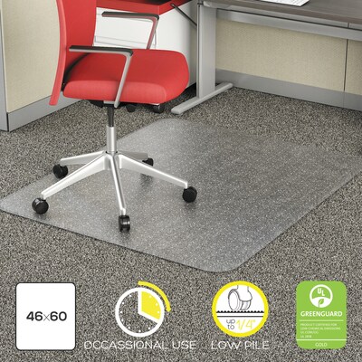 Alera Carpet Chair Mat, 46" x 60'', Low Pile, Clear Vinyl (CM1J442FALEPL)