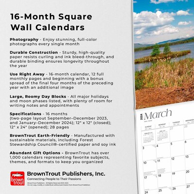 2024 BrownTrout New Hampshire Wild & Scenic 12" x 24" Monthly Wall Calendar (9781975464196)