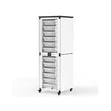 Luxor Mobile 12-Section Stacked Modular Classroom Storage Cabinet, 18.2W x 18.2D, White (MBS-STR-1