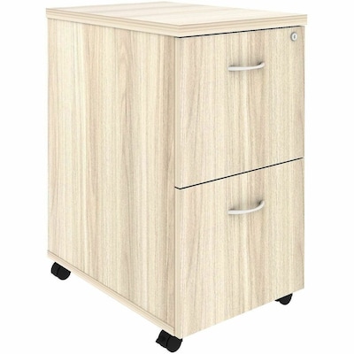 Lorell Essentials 2-Drawer Mobile Pedestal, Letter/Legal Size, Modern Elm/Silver Brush (LLR66329)