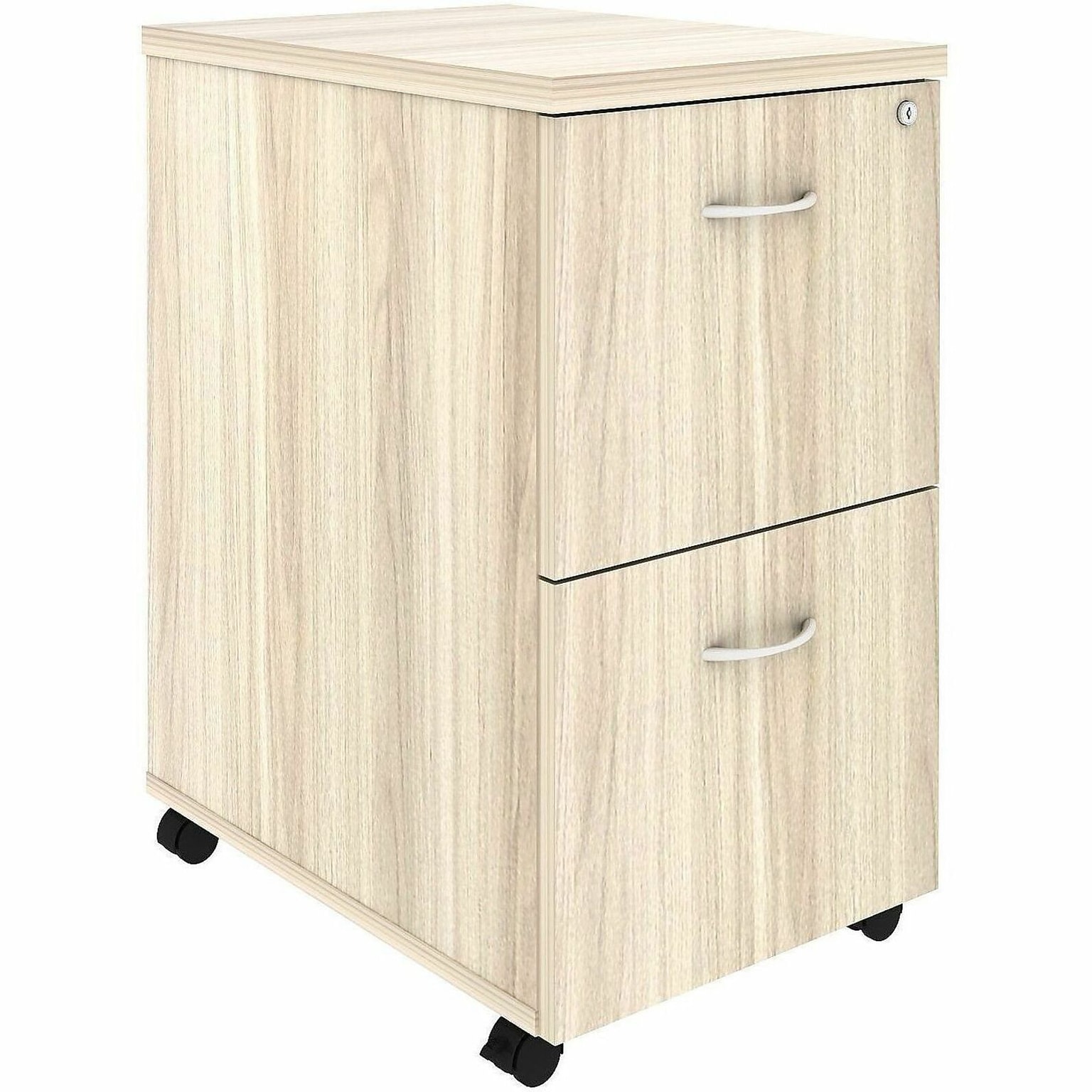 Lorell Essentials 2-Drawer Mobile Pedestal, Letter/Legal Size, Modern Elm/Silver Brush (LLR66329)