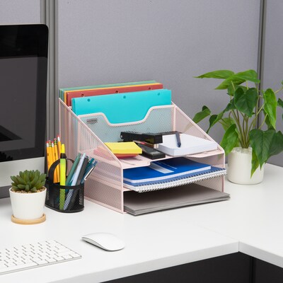 Mind Reader 5 Compartments Desk Organizer Tray - Turquoise