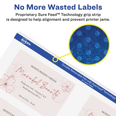 Avery Laser/Inkjet Rectangle Multipurpose Labels, 2" x 3", Matte White, 24 Labels/Pack (94237)