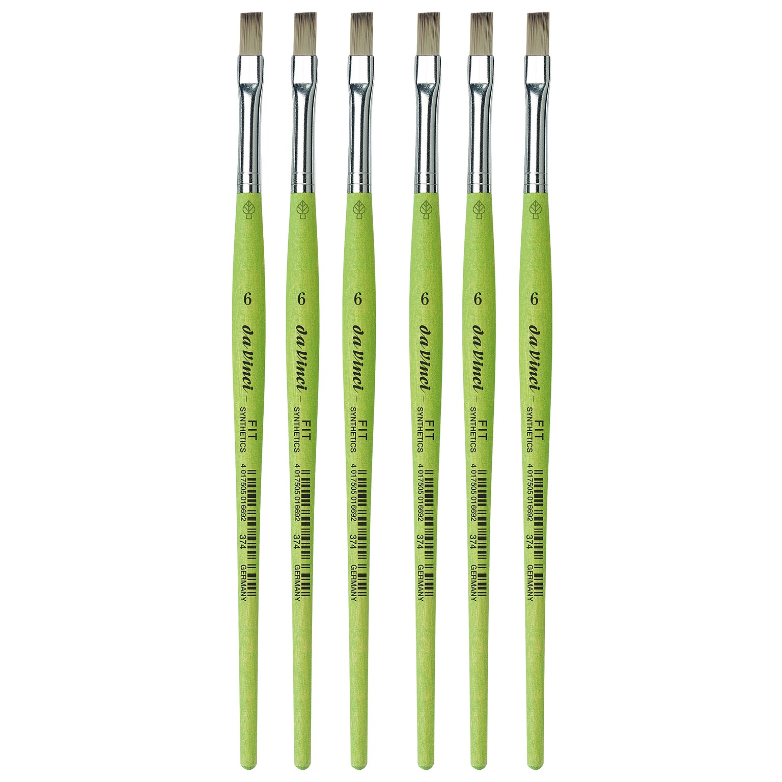 da Vinci FIT Synthetics Acrylic & Tempera Student Flat Brush, 6 /Pack (DVXVA3746-6)