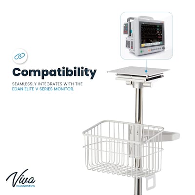 Viva Comfort Edan Elite V-Series Monitor Universal Vital Sign Mobile Stand with Mounting Plate, White (ADIME912-C-MP-07-MK)