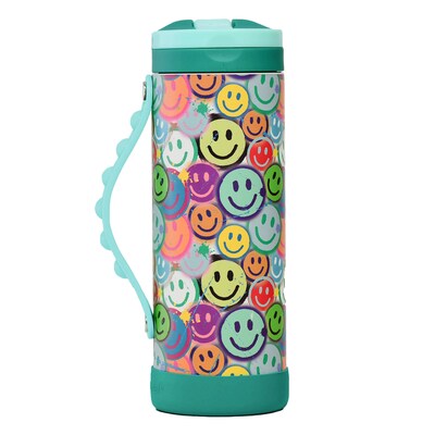 Elemental Iconic Pop Stainless Steel Triple Wall Insulated Water Bottle, 14 oz., Graffiti Smile (EMLEB14SM31P)