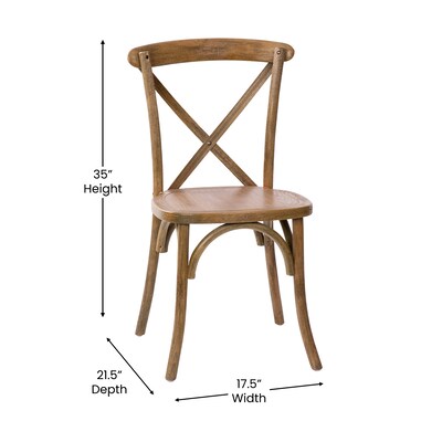 Flash Furniture Advantage Wood X-Back Chair, Armless, Hand Scraped Dark Natural (XBACKDNAT)