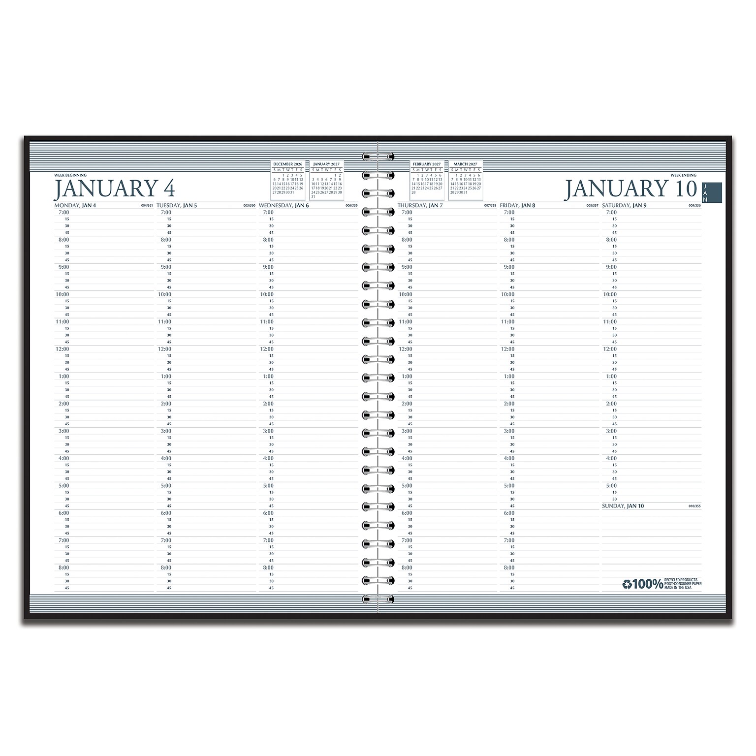 2027 House of Doolittle 8.5 x 11 Monthly Standard Appointment Book, Faux Leather Cover, Black/Blue (27202-27)