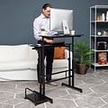 Mind Reader Woodland Collection 27.5-45.25 Mobile Adjustable Sit/Stand Desk, Black (SDROLLXL-BLK)