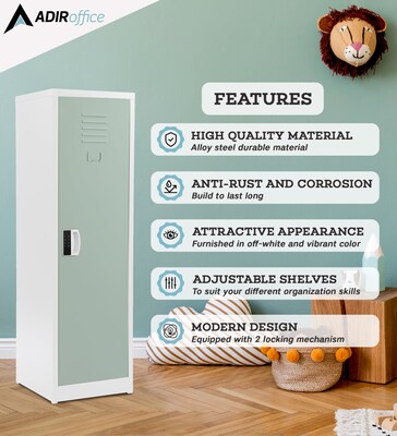 AdirOffice 48"H Single Tier Misty Green Storage Locker (ADI629-01-MGRN-DL)