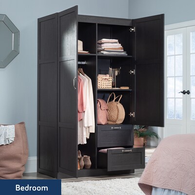 Sauder Select 71H Storage Armoire, 2 Drawers, Raven Oak (446895)