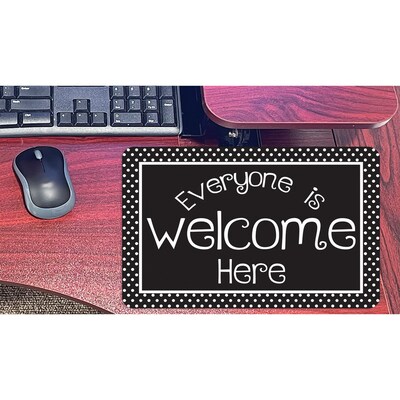 Ashley Smart Poly Computer Mouse Pad, 8" x 10", Everyone is Welcome Here, BW Dots, 6/Pack (ASH12509-6)