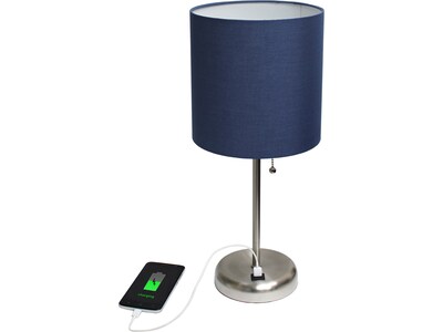 Creekwood Home Oslo LED Table Lamp, Brushed Steel/Navy Blue (CWT-2012-NV)