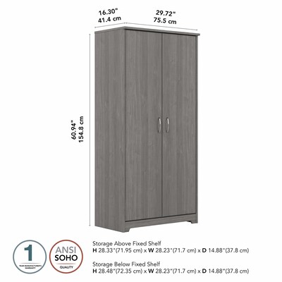Bush Furniture Cabot 61" Storage Cabinet with 4 Shelves, Modern Gray (WC31399)