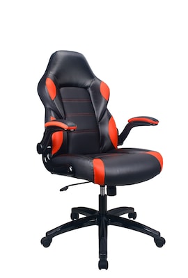 Raynor Group Playr Polyurethane Gaming Chair, Black/Red (G-GAMEBSC-RED)