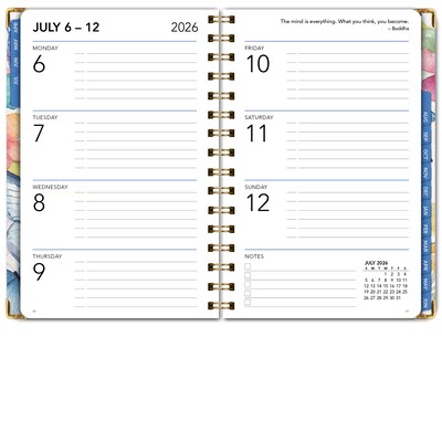 2026-2027 Excello Brands 5" x 8" Academic Weekly & Monthly Planner, Paperboard Cover, Watercolor Butterflies (NAY27-58LP-33)