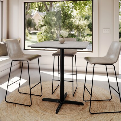 Flash Furniture Acadia Square Wooden Dining Table with X-Base, 36"D x 36"W, Gray Faux Concrete/Black Base (STSQ36CGT3030B)