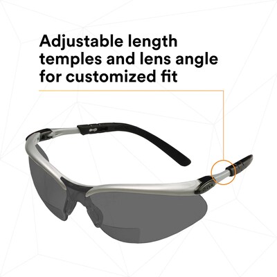 3M BX Anti-Fog +2.50 Safety Glasses, Over the Glasses, Gray Lens, 20/Carton (11379-00000-20)