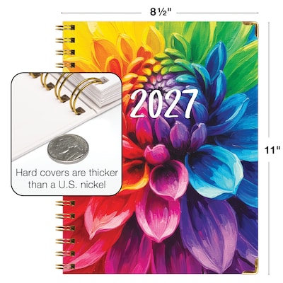 2027 Excello Brands 9" x 11" Weekly & Monthly Standard Planner, Paperboard Cover, Rainbow Petals (FSHN-CY27-8511-41)