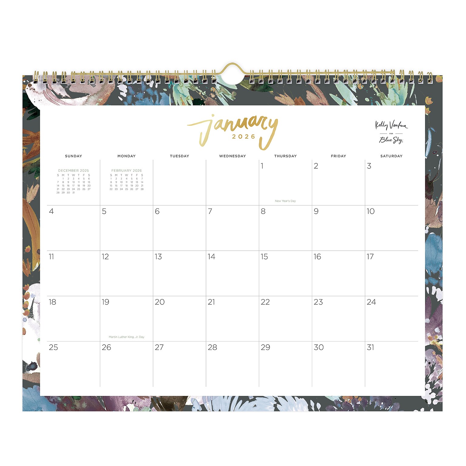 2026 Blue Sky Kelly Ventura Midnight Garden 17 x 11 Monthly Desk Calendar (149058-26)