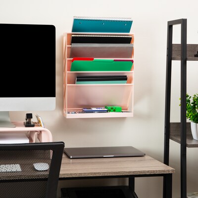 Mind Reader 5-Pocket Plastic Mountable Wall File, Letter Size, Pink (WALLANCH-PNK)