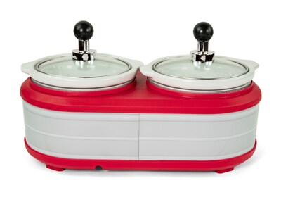 Nostalgia Game Day 1.25-Quart Two-Section Slow Cooker, Red/White (GDDSC125RDSL)