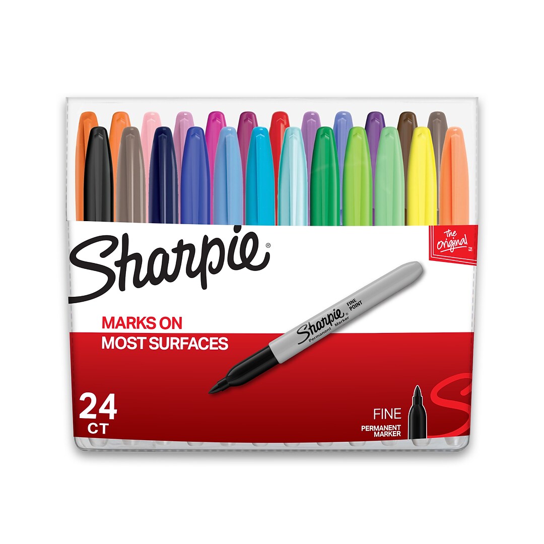 Sharpie Permanent Markers, Fine Tip, Assorted, 24/Pack (75846) | Quill.com