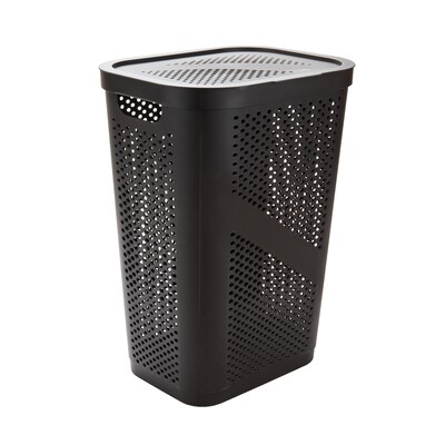 Mind Reader Perforated Plastic Hamper with Lid, Brown (HBIN60-Brn)
