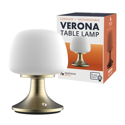 Newhouse Lighting Verona Cordless and Rechargeable Table Lamp, Brass (NHTL-VE-BRS)