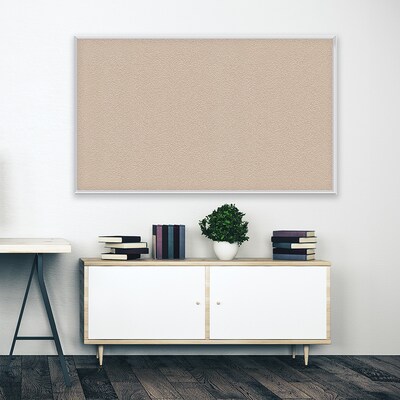 Ghent Fabric Bulletin Board, Satin Aluminum Frame, 4H x 4W, Beige (AT44F90)