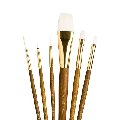 Princeton RealValue Short Handle Mixed Media Synthetic Taklon Variety Brush Set, 6/Set, 2 Sets/Bundle (PBXPR9140-2)