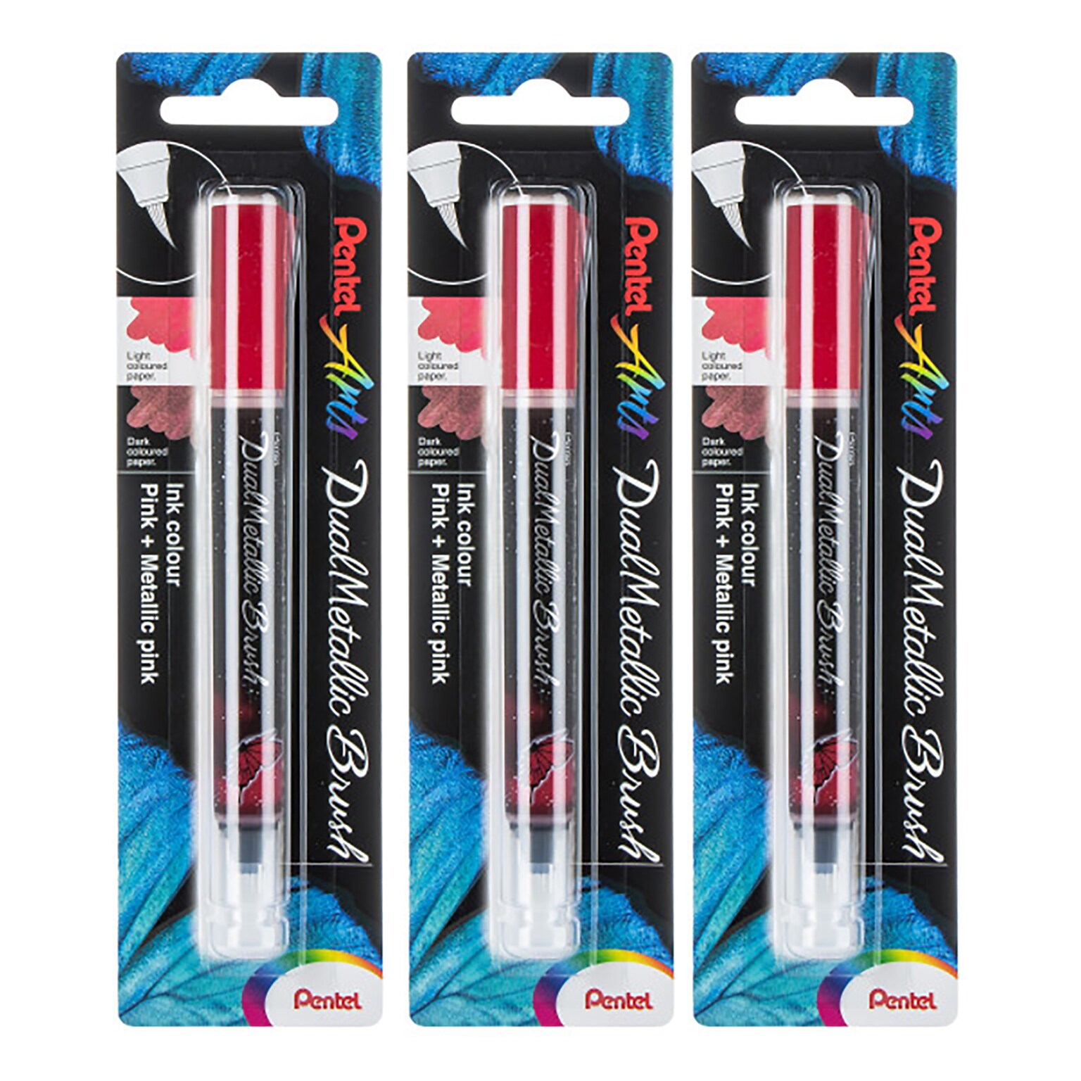 Pentel DualMetallic, Brown Ink, 3/Bundle (PTAXGFHBPDPX-3)