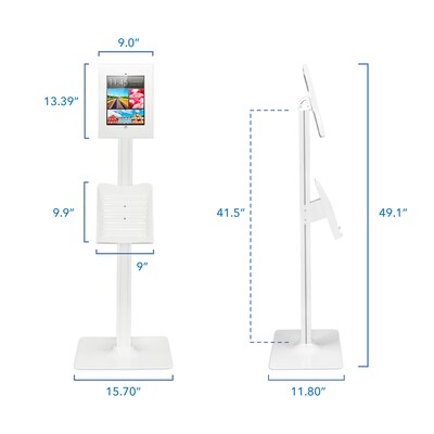 Mount-It! Adjustable Anti-Theft iPad Floor Stand, White (MI-3770W_G10)
