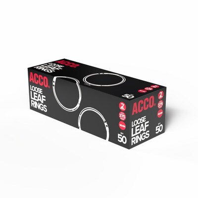 ACCO Book Rings, Silver, 50/Box (A7072205)