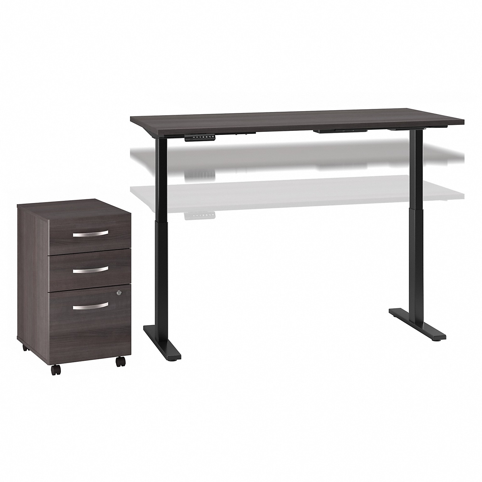 Bush Business Furniture Move 60 Series 60W Electric Adjustable Desk w/ Storage, Storm Gray/Black Powder Coat (M6S005SGSU)