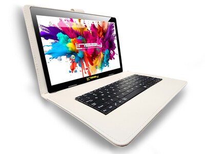 Linsay Octa Core 10.1" Tablet, 4GB RAM, 128GB Storage, Android 13, Bundled with Oracle Keyboard, Briefcase and Stylus Pen