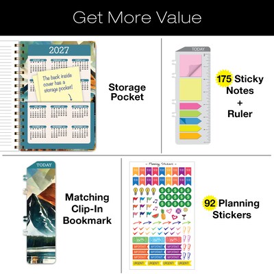 2026 Global Printed Products 5.5 x 8 Weekly & Monthly Planner, Paperboard Cover, Lake View (FSHN-CY26-58-82)