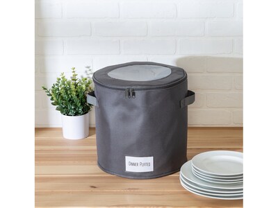 Honey-Can-Do Polyester Round Dinnerware Storage Box, Gray (SFT-09237)