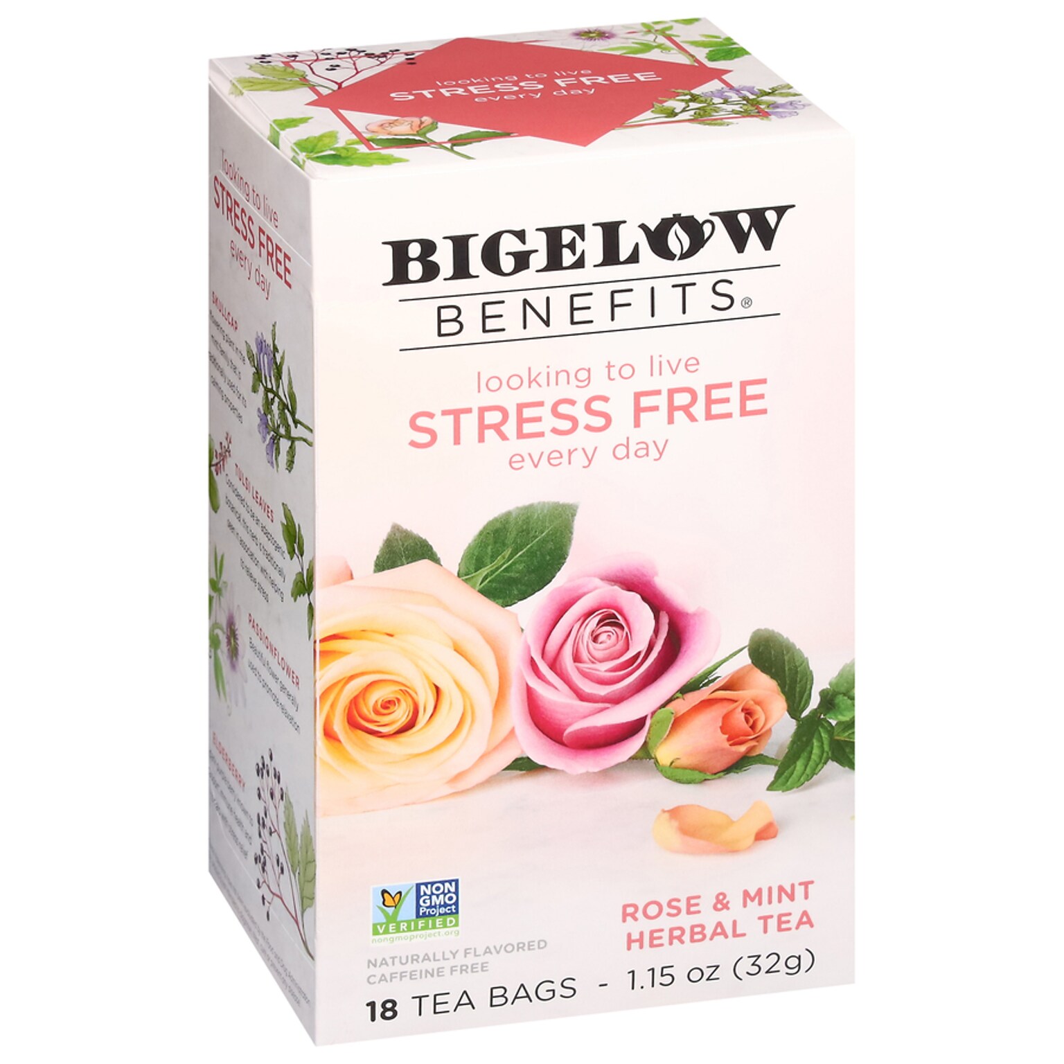 Bigelow Benefits Decaf Rose Mint Tea Bags, 18/Box (01027)
