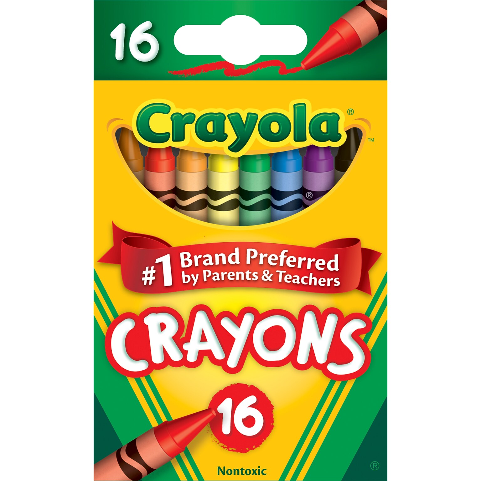 Crayola Crayons, Assorted Colors, 16/Box (52-3016)