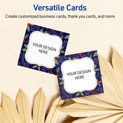 Avery Silver-Navy Matte Blank Card, White, 120/Pack (S00-FHT)
