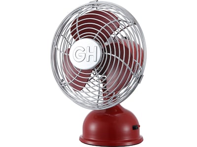 Good Housekeeping 5" Oscillating Portable Fan, 1-Speed, Red/Silver (92521)